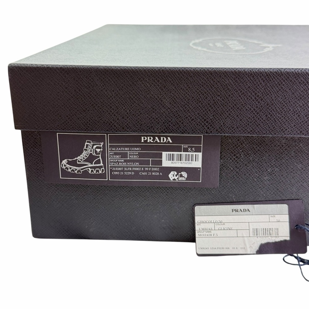 PRADA Re-Nylon White Leather Monolith With Pouch Ankle Men's Boots 8.5UK - 9.5US - Picture 16 of 16
